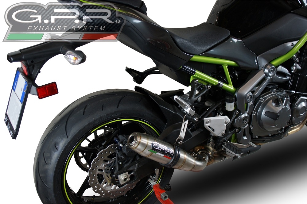 GPR exhaust compatible with  Kawasaki Z-900  2017-2024, Deeptone Inox, Slip-on exhaust including removable db killer and link pipe 