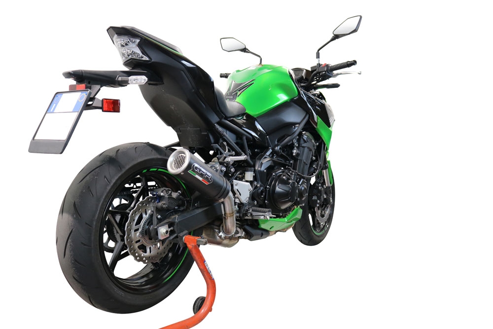 Exhaust system compatible with Kawasaki Z 900 2021-2024, M3 Black Titanium, Homologated legal slip-on exhaust including removable db killer and link pipe 