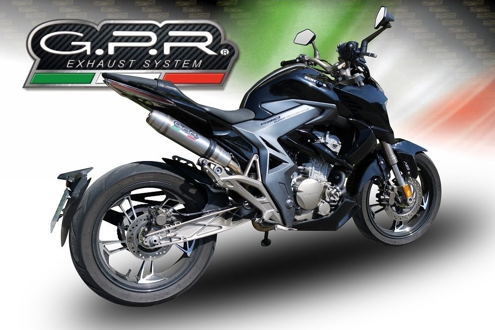 GPR exhaust compatible with  Zontes Zt 310 2021-2024, Deeptone Inox, Full system exhaust, including removable db killer 