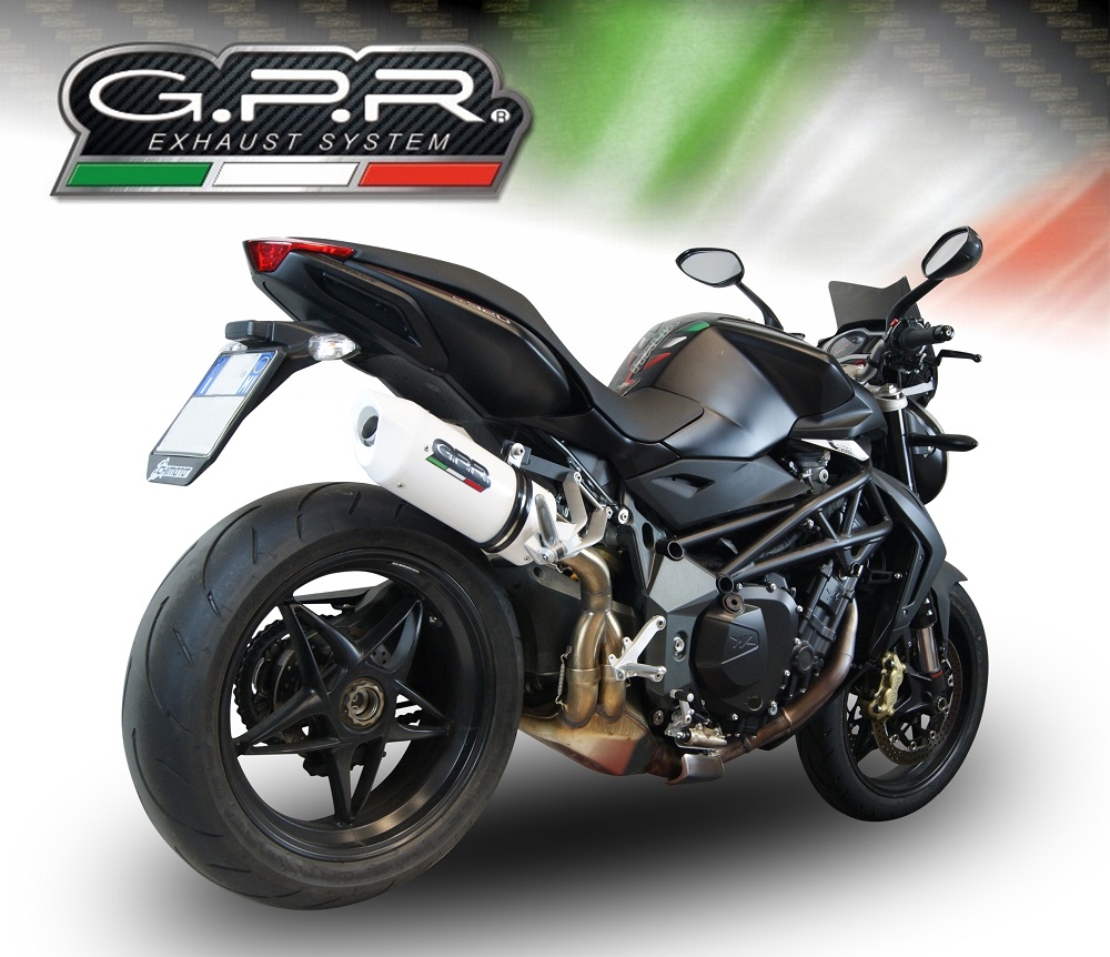 GPR exhaust compatible with  Mv Agusta Brutale 750 S 2000-2006, Albus Ceramic, Slip-on exhaust including removable db killer and link pipe 