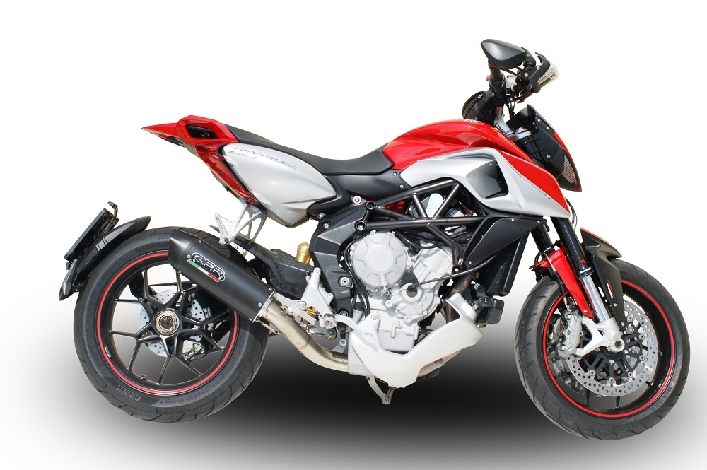 GPR exhaust compatible with  Mv Agusta Rivale / Stradale 800 2014-2016, Furore Nero, Slip-on exhaust including removable db killer and link pipe 