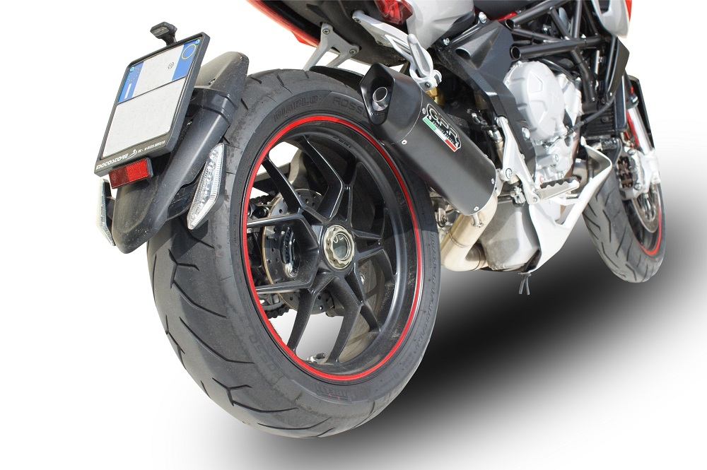 GPR exhaust compatible with  Mv Agusta Rivale / Stradale 800 2014-2016, Furore Nero, Slip-on exhaust including removable db killer and link pipe 