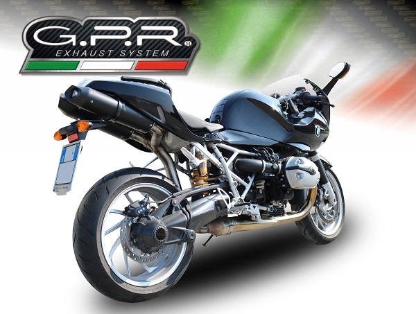 GPR exhaust compatible with  Bmw R1200S 2006-2008, Furore Nero, Dual slip-on including removable db killers and link pipes 