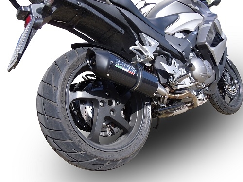 GPR exhaust compatible with  Honda Crossrunner 800 VFR800X 2011-2014, Furore Nero, Slip-on exhaust including removable db killer and link pipe 