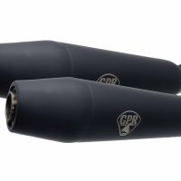 GPR exhaust compatible with  Moto Guzzi Le Mans 1000  1984-1988, Deeptone Black Cafè Racer, Dual universal silencer kit, including db killer, without link pipes 