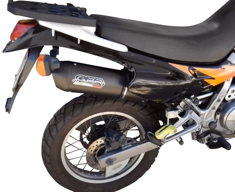 GPR exhaust compatible with  Honda Dominator NX650 1998-2001, Furore Nero, Mid-Full system exhaust including removable db killer 