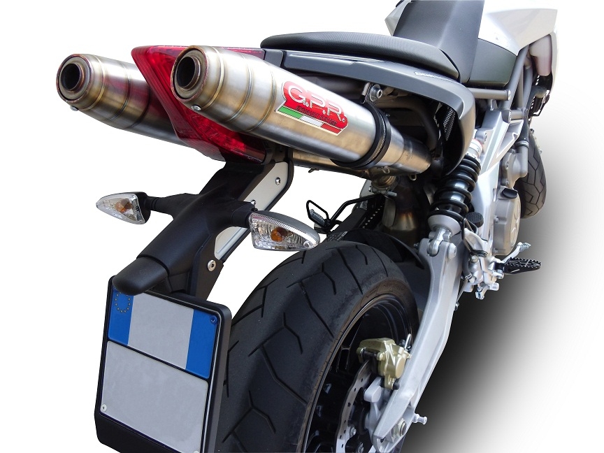 GPR exhaust compatible with  Aprilia Dorsoduro 750  2008-2016, Deeptone Inox, Dual slip-on exhausts including link pipes 