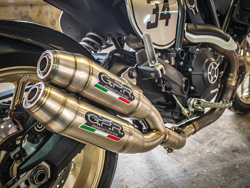 Ducati Scrambler 803 2017-2020, Deeptone Inox, Dual slip-on exhausts including removable db killers and link pipes 