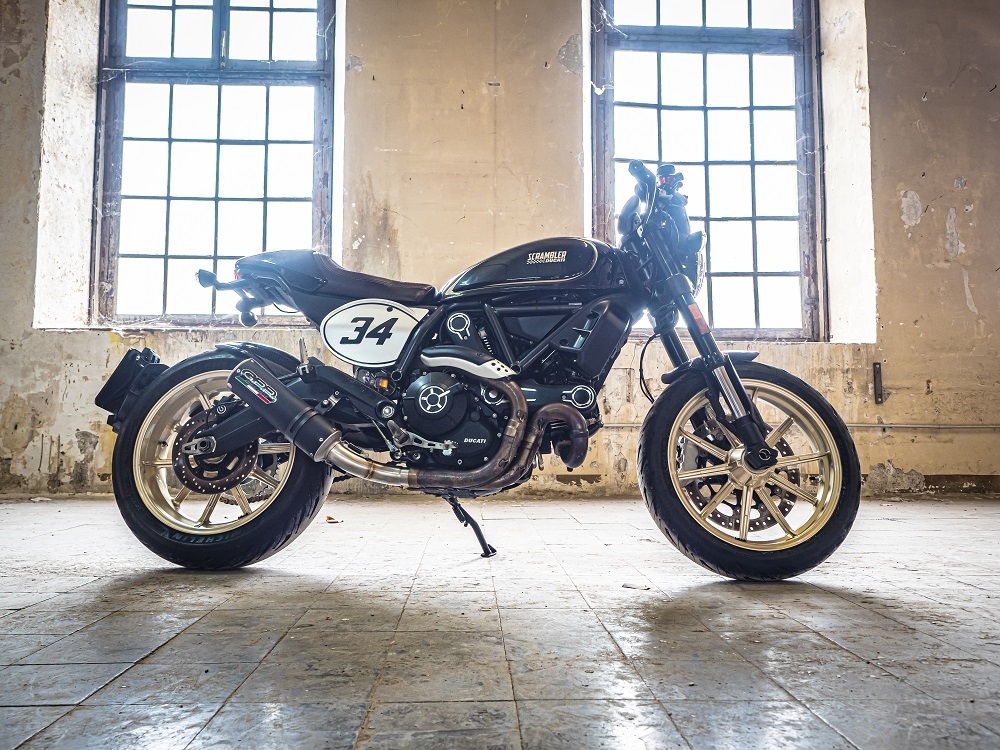 Ducati Scrambler 803 2015-2016, M3 Black Titanium, Slip-on exhaust including removable db killer and link pipe 