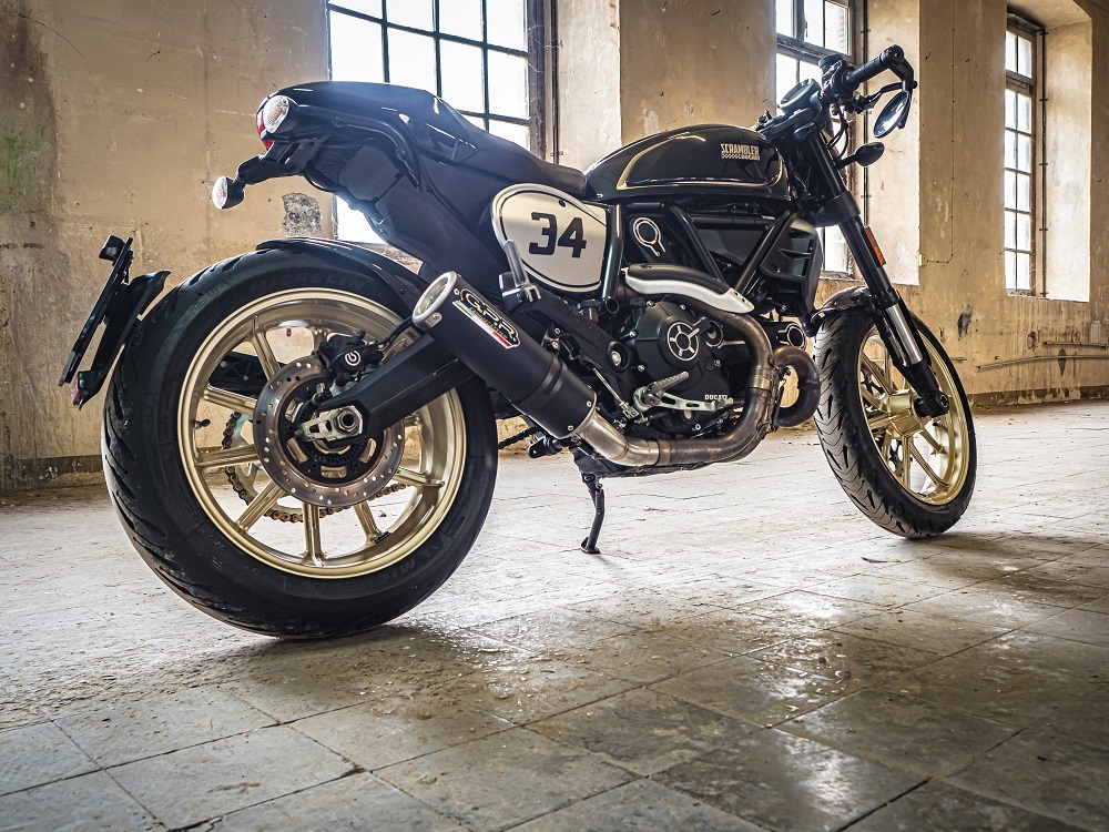 Ducati Scrambler 803 2015-2016, M3 Black Titanium, Slip-on exhaust including removable db killer and link pipe 