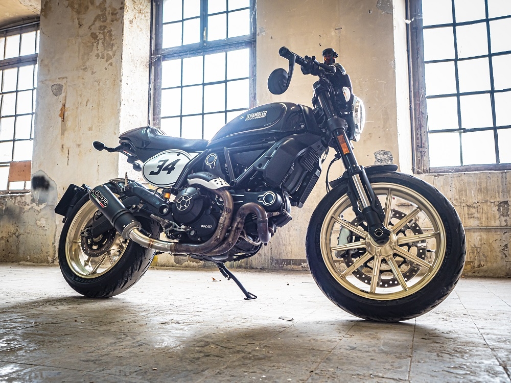 Ducati Scrambler 803 2015-2016, M3 Black Titanium, Slip-on exhaust including removable db killer and link pipe 