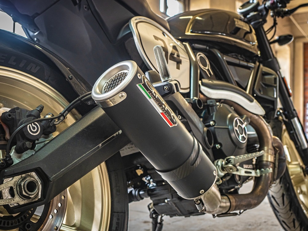 Ducati Scrambler 803 2015-2016, M3 Black Titanium, Slip-on exhaust including removable db killer and link pipe 