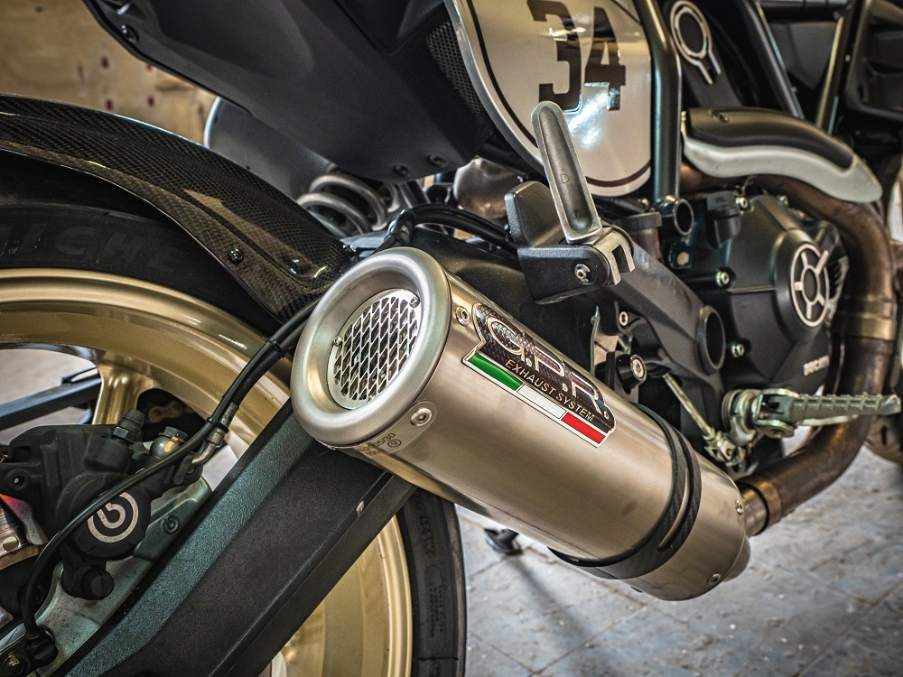 GPR exhaust compatible with  Ducati Scrambler 803 2015-2016, M3 Titanium Natural, Slip-on exhaust including removable db killer and link pipe 