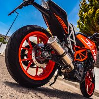 GPR exhaust compatible with  Ktm 125 Duke 2017-2020, M3 Titanium Natural, Slip-on exhaust including removable db killer and link pipe 