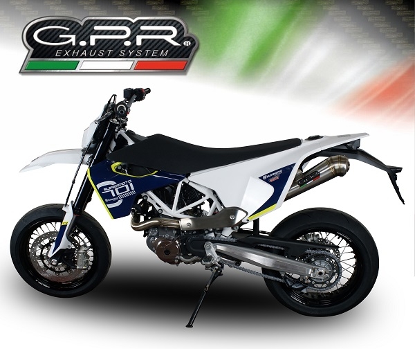 GPR exhaust compatible with  Husqvarna Supermoto 701 2015-2016, Powercone Evo, Slip-on exhaust including removable db killer and link pipe 