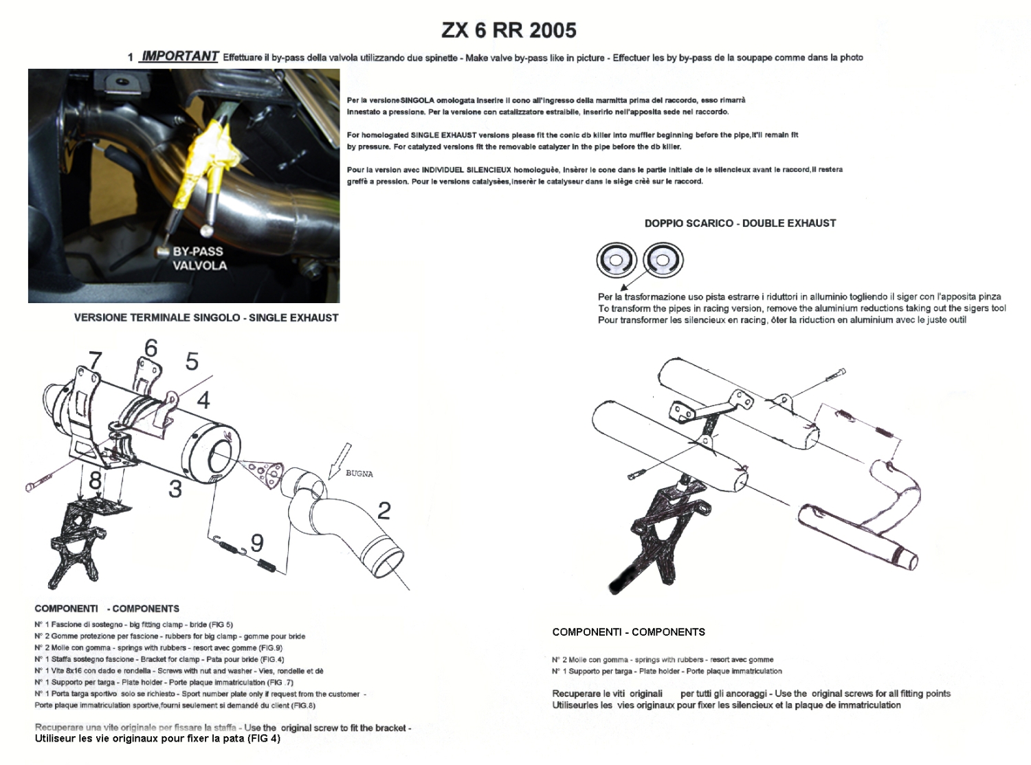 Kawasaki Zx-6R  2005-2006, Deeptone Inox, Slip-on exhaust including removable db killer and link pipe 