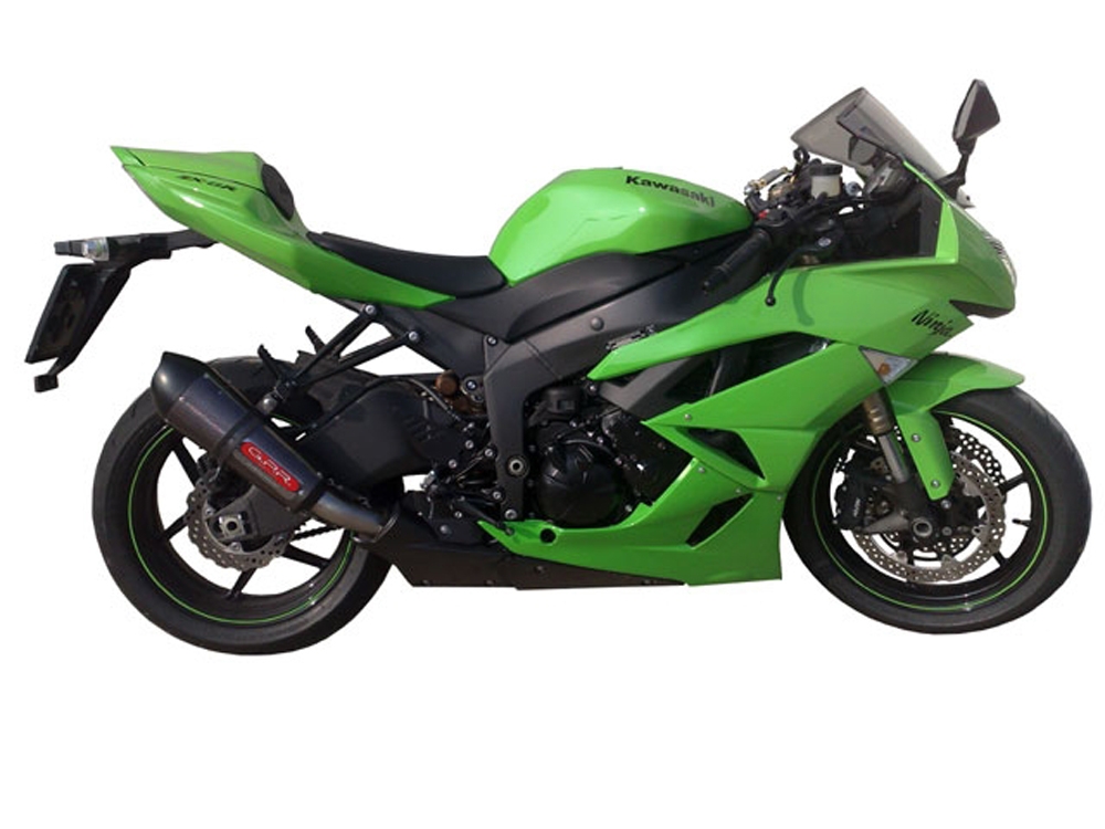 GPR exhaust compatible with  Kawasaki ZX-636R/RR 2009-2023, Gpe Ann. Poppy, Slip-on exhaust including removable db killer and link pipe 