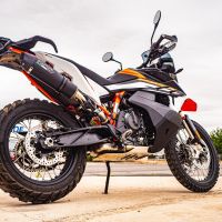 GPR exhaust compatible with  Ktm 890 Adventure R/Rally 2021-2023, GP Evo4 Black Titanium, Slip-on exhaust including removable db killer and link pipe 