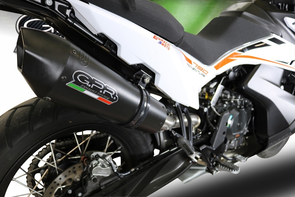 GPR exhaust compatible with  Ktm 790 Adventure 2021-2023, GP Evo4 Black Titanium, Slip-on exhaust including removable db killer and link pipe 