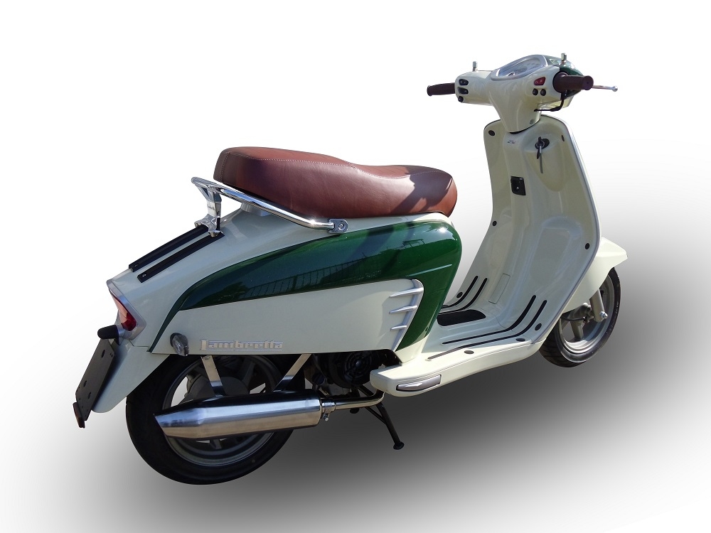 Exhaust system compatible with Lambretta Lambretta 125 - 150 Milano 2012-2014, Ultracone lucido, Homologated legal full system exhaust, including removable db killer and catalyst 