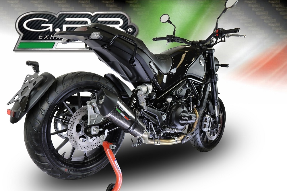 GPR exhaust compatible with  Benelli Leoncino 500 Trail 2017-2020, Gpe Ann. Poppy, Slip-on exhaust including removable db killer and link pipe 