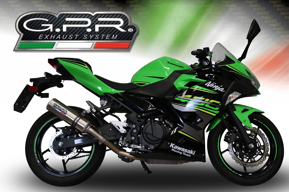 GPR exhaust compatible with  Kawasaki Ninja 400 2018-2022, M3 Inox , Slip-on exhaust including removable db killer and link pipe 
