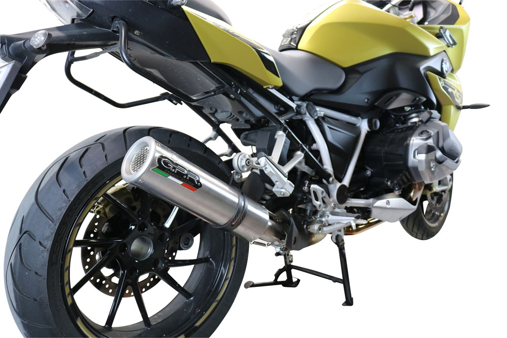 GPR exhaust compatible with  Bmw R1250R R1250RS 2021-2024, M3 Titanium Natural, Slip-on exhaust including removable db killer and link pipe 