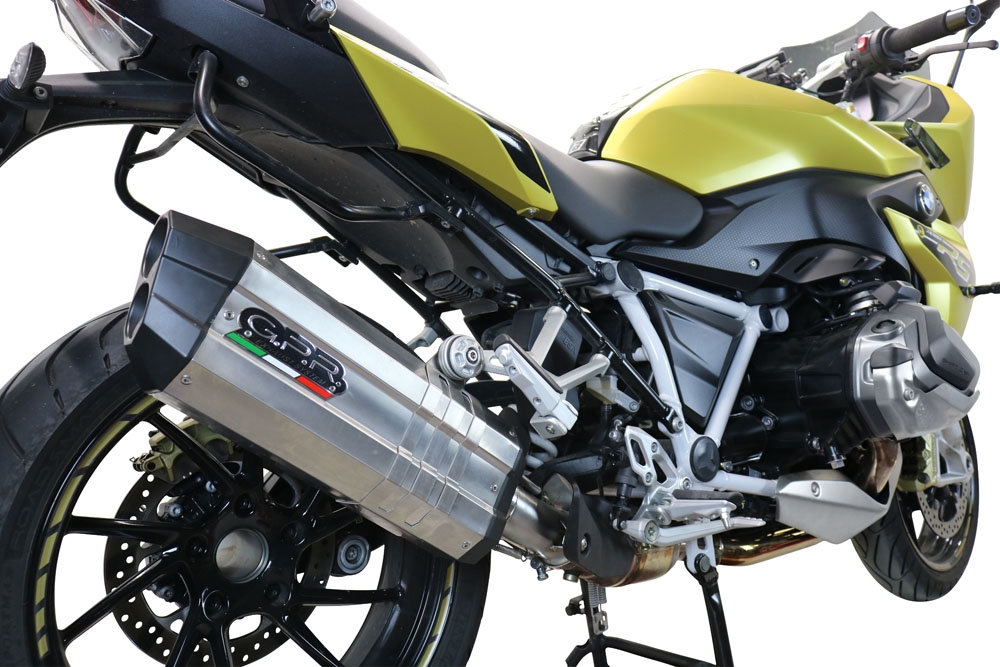 Bmw R1250R R1250RS 2021-2024, Sonic Titanium, Slip-on exhaust including removable db killer and link pipe 