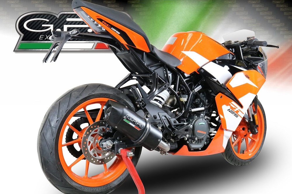 GPR exhaust compatible with  Ktm RC 390 2017-2020, Furore Evo4 Nero, Slip-on exhaust including removable db killer and link pipe 