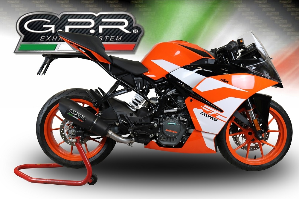 GPR exhaust compatible with  Ktm RC 390 2017-2020, GP Evo4 Black Titanium, Slip-on exhaust including removable db killer and link pipe 