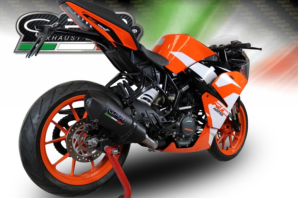 GPR exhaust compatible with  Ktm RC 390 2017-2020, GP Evo4 Black Titanium, Slip-on exhaust including removable db killer and link pipe 