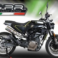 Exhaust system compatible with Husqvarna Svartpilen 401 2018-2019, M3 Titanium Natural, Homologated legal Mid-full system exhaust, including removable db killer and catalyst 