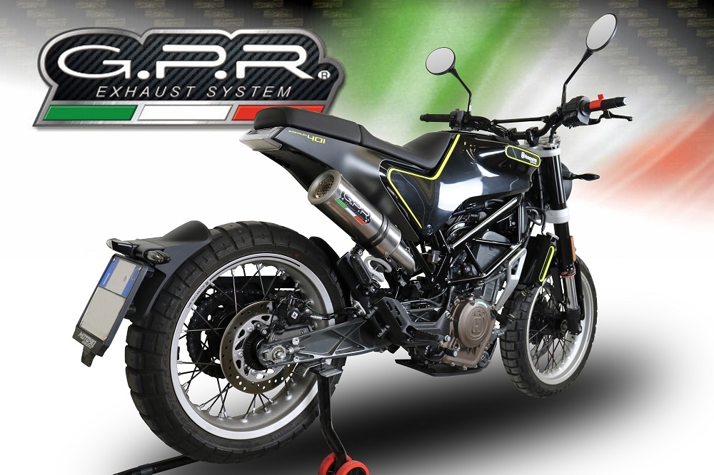 Exhaust system compatible with Husqvarna Svartpilen 401 2018-2019, M3 Titanium Natural, Homologated legal Mid-full system exhaust, including removable db killer and catalyst 