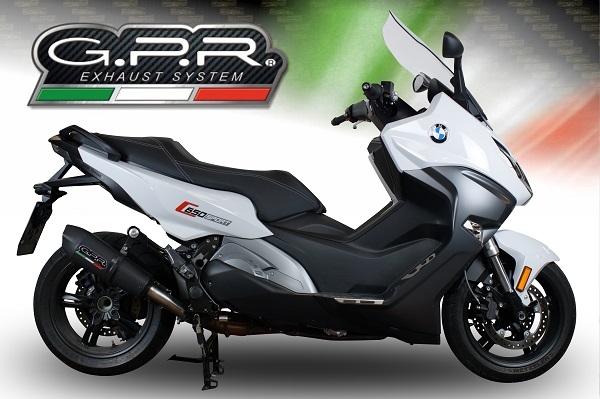 Bmw C650 Sport 2016-2020, GP Evo4 Black Titanium, Slip-on exhaust including removable db killer and link pipe 