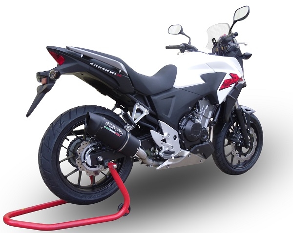 GPR exhaust compatible with  Honda CB400X 2013-2015, Furore Nero, Slip-on exhaust including removable db killer and link pipe 