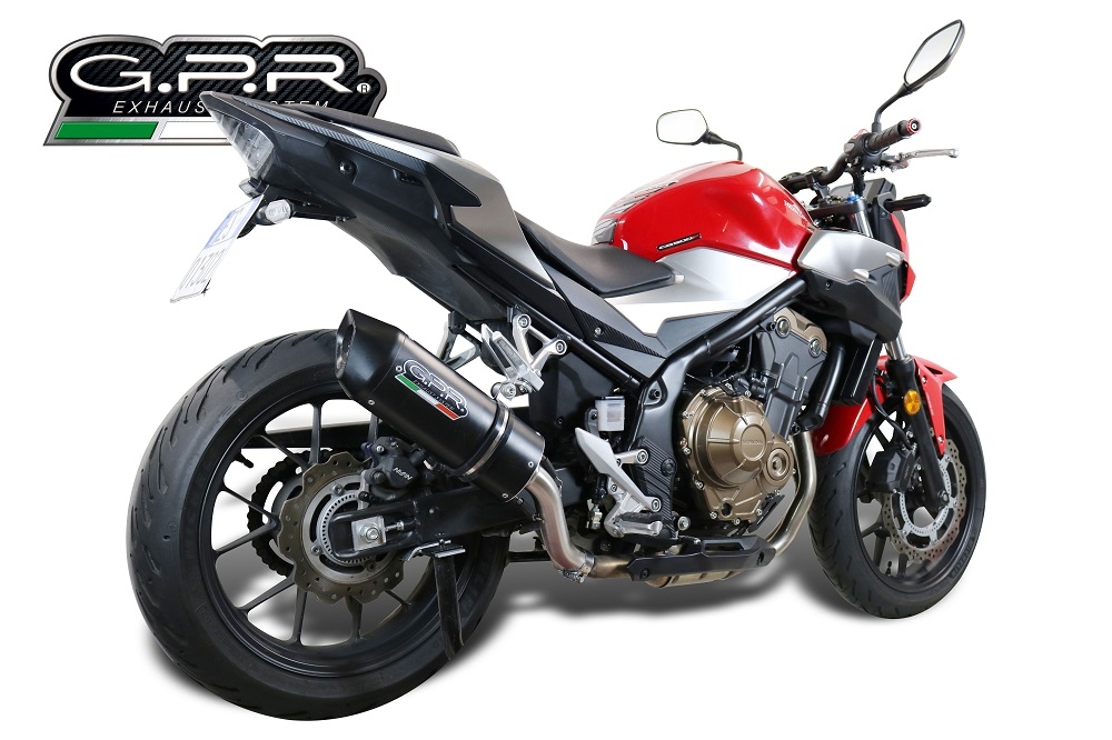 GPR exhaust compatible with  Honda CB500F 2019-2020, Furore Evo4 Nero, Slip-on exhaust including removable db killer and link pipe 