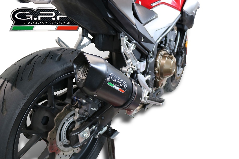 GPR exhaust compatible with  Honda CB500F 2019-2020, Furore Evo4 Nero, Slip-on exhaust including removable db killer and link pipe 