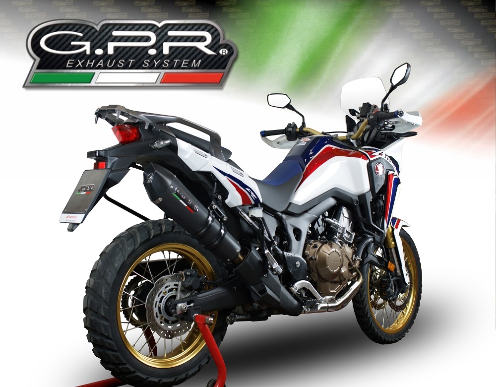 Honda CRF1000L Africa Twin 2015-2017, Gpe Ann. Black titanium, Slip-on exhaust including removable db killer and link pipe 