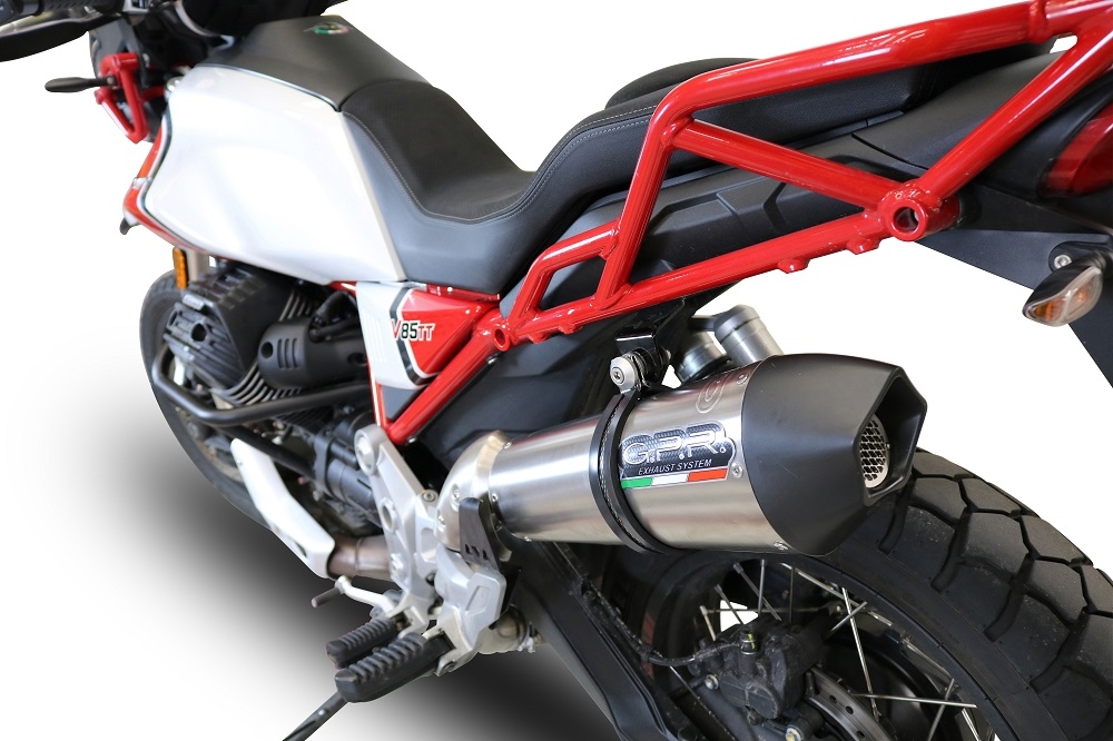 GPR exhaust compatible with  Moto Guzzi V85TT 2021-2023, Gpe Ann. titanium, Slip-on exhaust including link pipe 