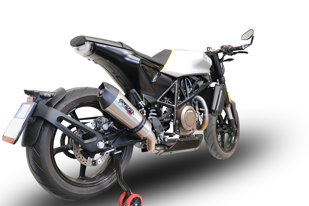 GPR exhaust compatible with  Husqvarna Svartpilen 701 2018-2020, GP Evo4 Titanium, Slip-on exhaust including removable db killer and link pipe 