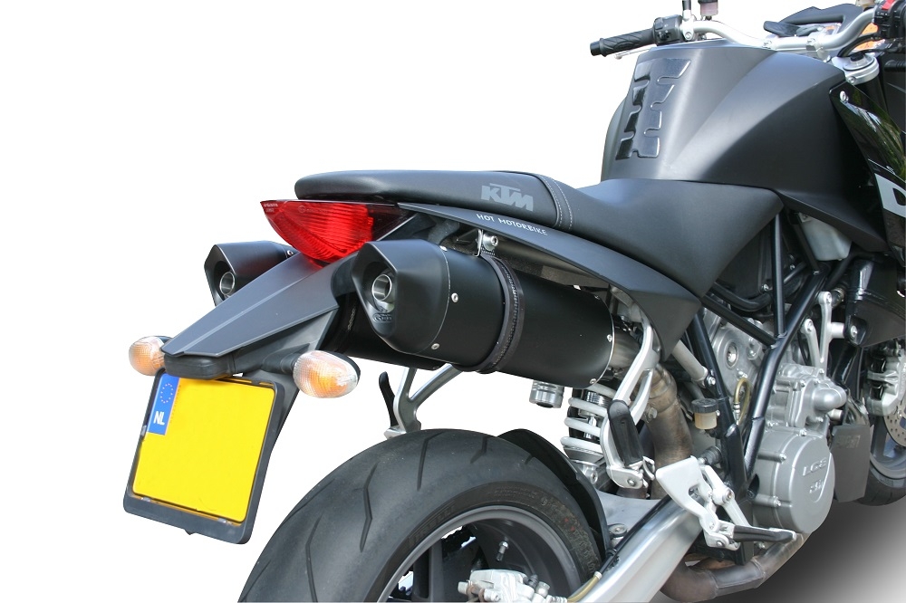 GPR exhaust compatible with  Ktm 990 Superduke R 2004-2012, Furore Nero, Dual slip-on including removable db killers and link pipes 