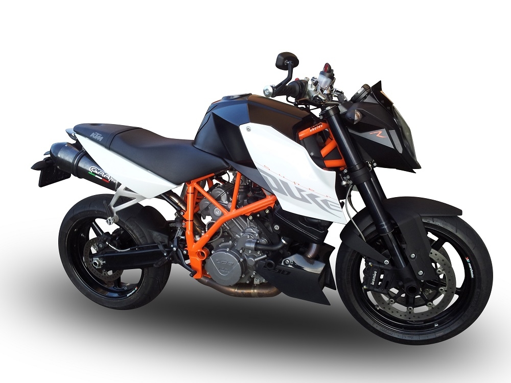 GPR exhaust compatible with  Ktm 990 Superduke R 2004-2012, Gpe Ann. Poppy, Dual slip-on including removable db killers and link pipes 