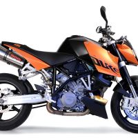 Ktm 990 Superduke R 2004-2012, Gpe Ann. titanium, Dual slip-on including removable db killers and link pipes 