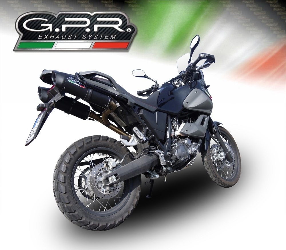 GPR exhaust compatible with  Yamaha Xt 660 Z Teneré 2008-2016, Furore Nero, Dual slip-on including removable db killers and link pipes 