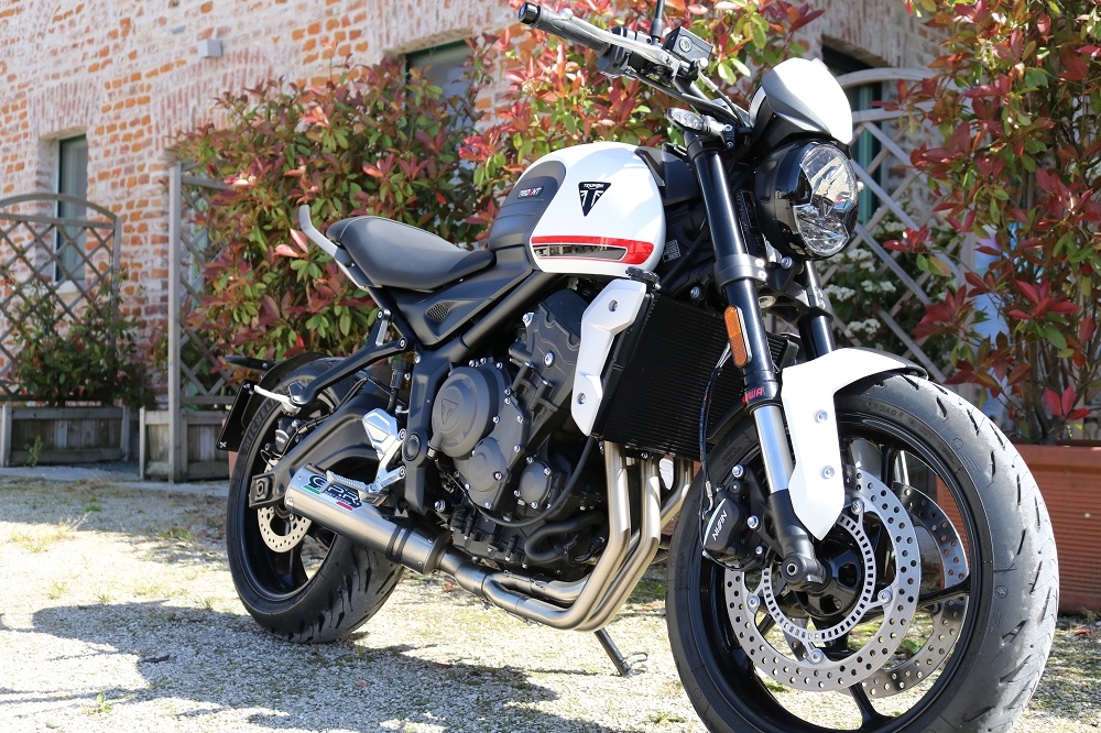 Triumph Trident 660 2021-2024, M3 Titanium Natural, Full system exhaust, including removable db killer 