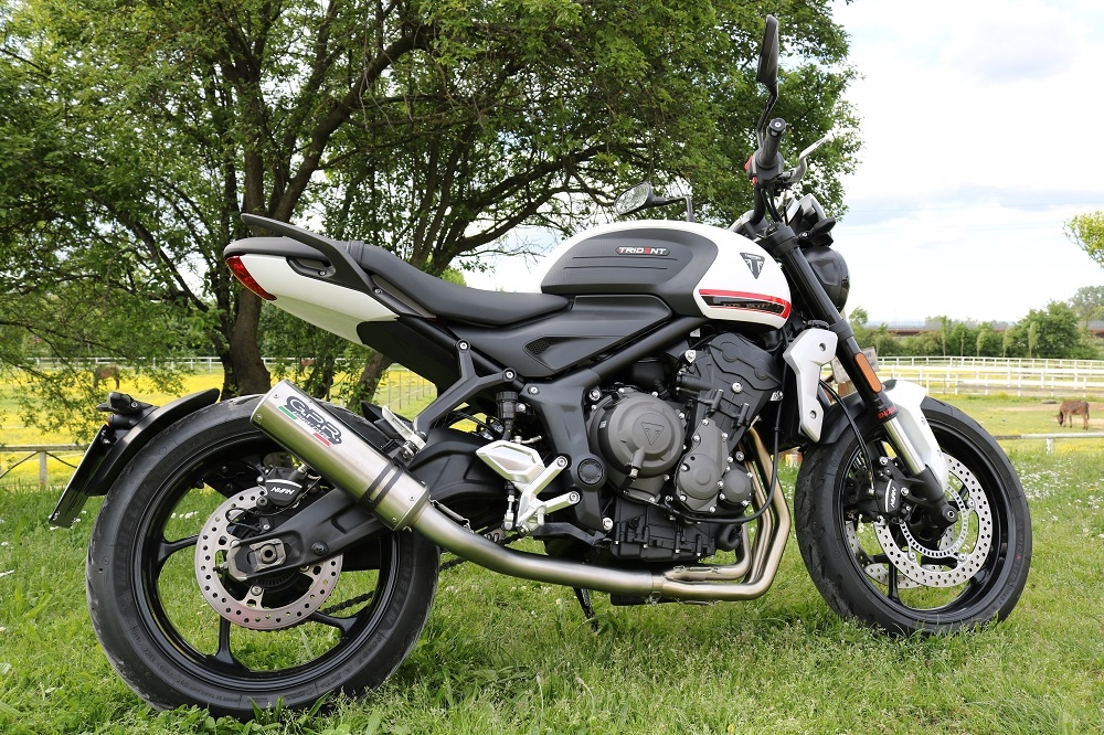 Triumph Trident 660 2021-2024, M3 Titanium Natural, Full system exhaust, including removable db killer 