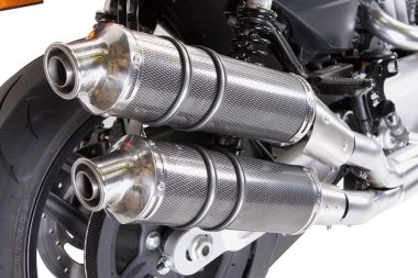 Harley Davidson XR1200 2008-2012, Poppy Tondo, Dual slip-on including removable db killers and link pipes 