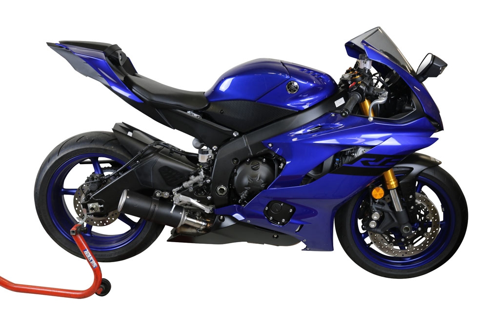 Yamaha Yzf R6 2017-2024, M3 Black Titanium, Slip-on exhaust including removable db killer and link pipe 