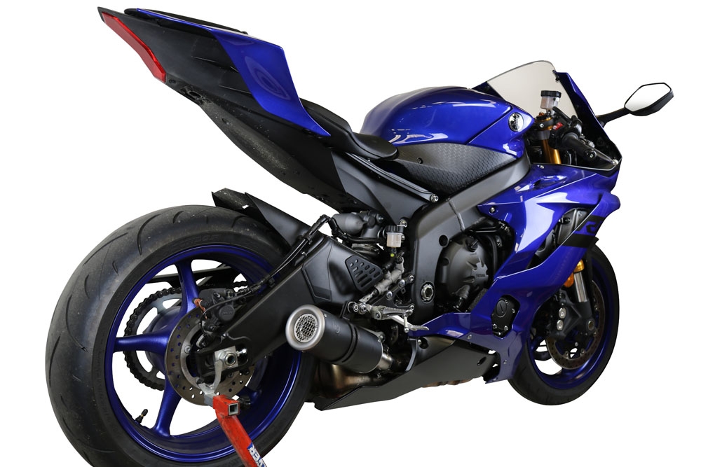 Yamaha Yzf R6 2017-2024, M3 Black Titanium, Slip-on exhaust including removable db killer and link pipe 