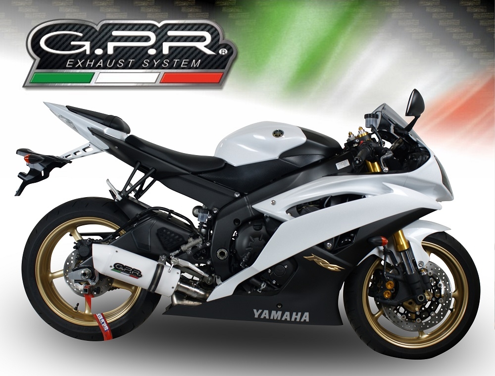 GPR exhaust compatible with  Yamaha Yzf R6 2006-2020, Albus Ceramic, Slip-on exhaust including removable db killer and link pipe 